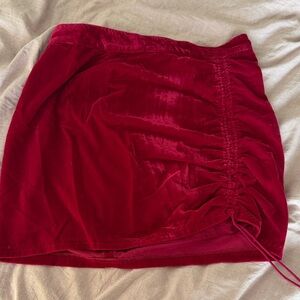 Free People Rich Red Velvet Mini Skirt